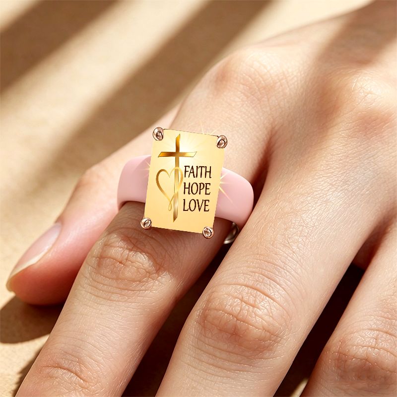 Cross Heart Silicone Ring