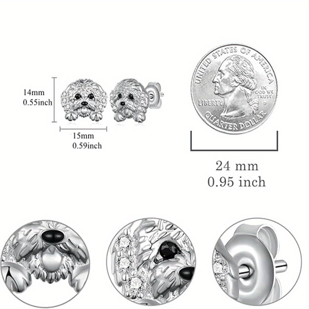 Shaggy Dog Stud Earrings