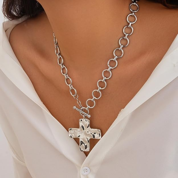 Dainty Cross Toggle Necklace