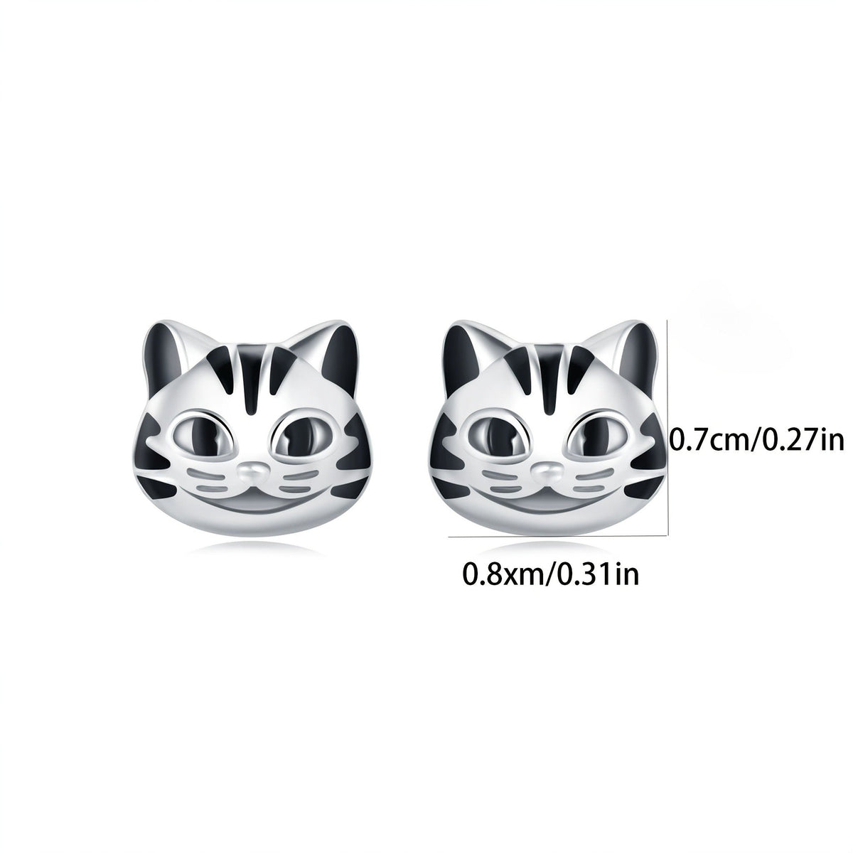 Striped Cat Face Stud Earrings