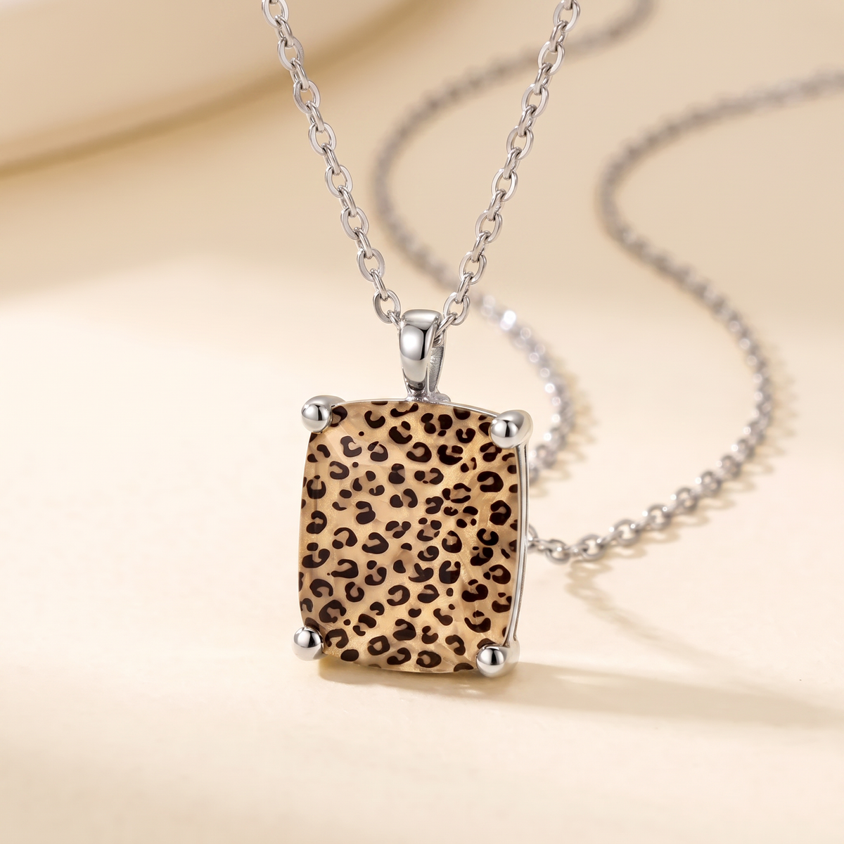 Leopard Square Necklace