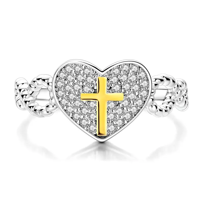 Heart Shaped Cross Ring