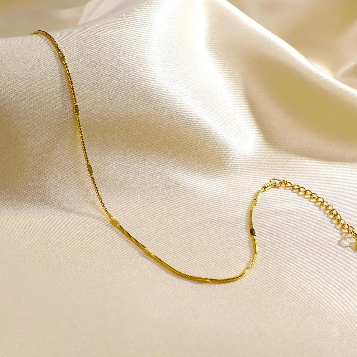 Dainty Squashed Snake Chain Anklet