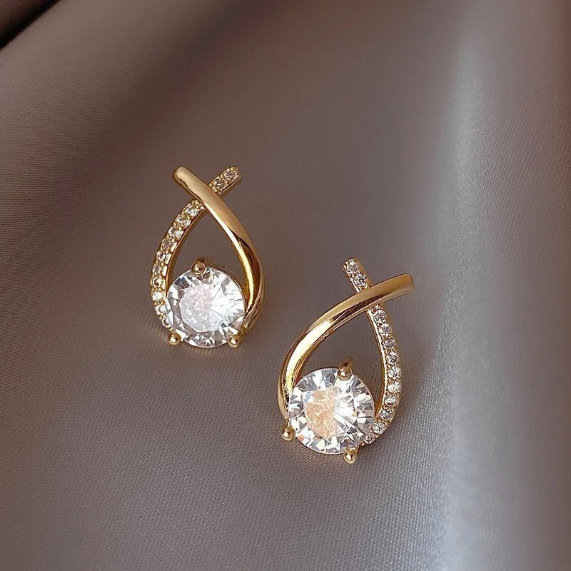 Shiny Ribbon Stud Earrings