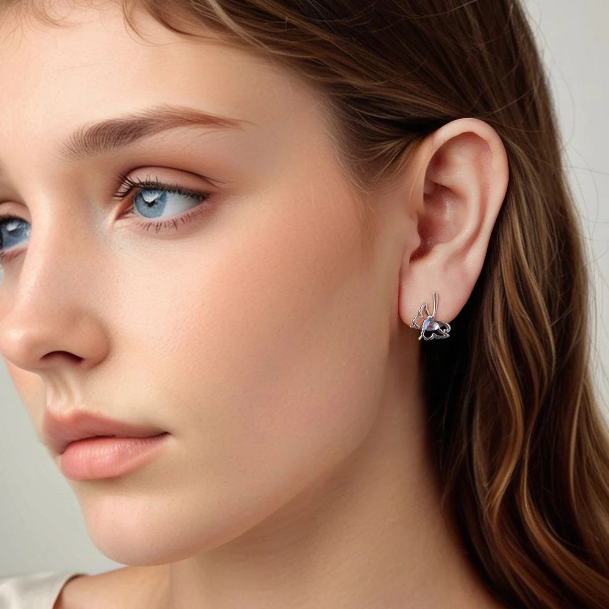 Moonstone Butterfly Stud Earrings