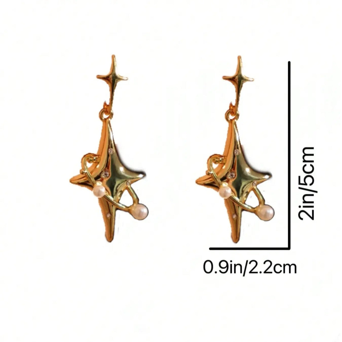Star & Pearl Dangle Earrings