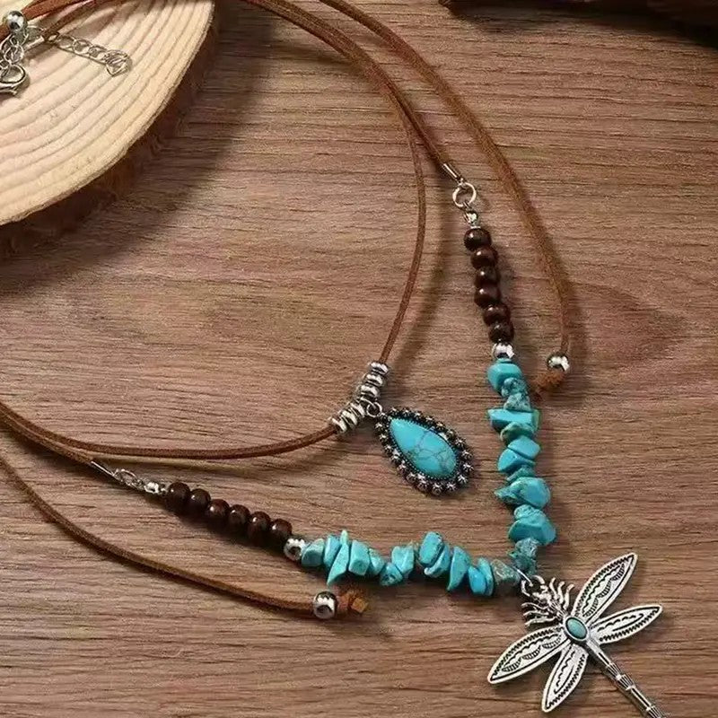 Turquoise Dragonfly Layered Necklace