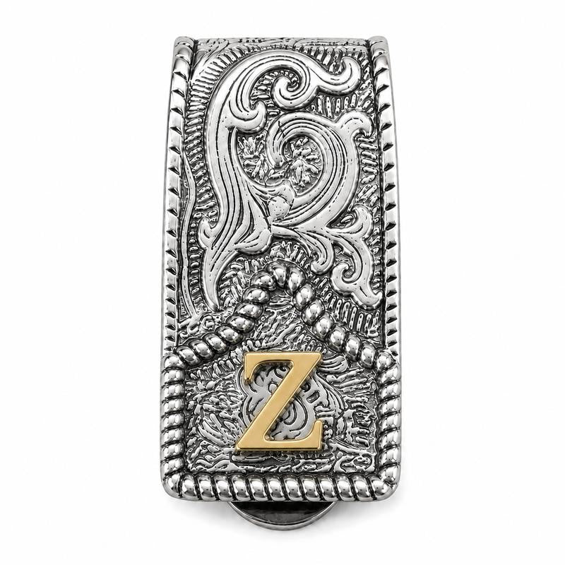 Western Scroll Initial Money Clip