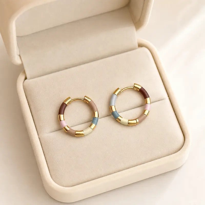Colorful Enamel Hoop Earrings