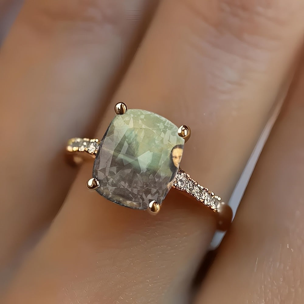 Square Portrait Glass Ring