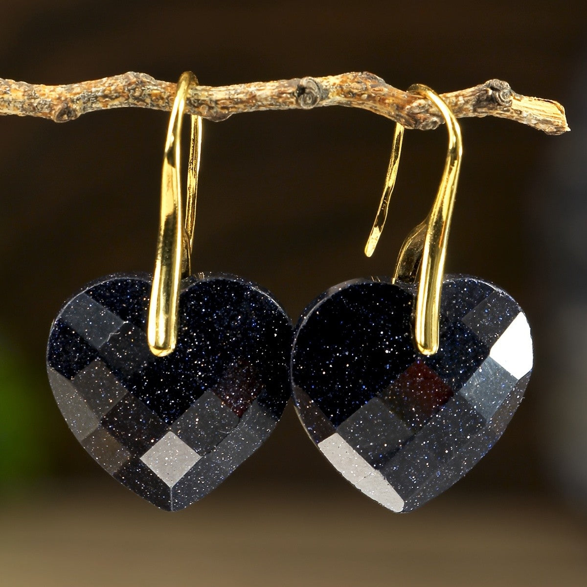 Faceted Green Heart Earrings
