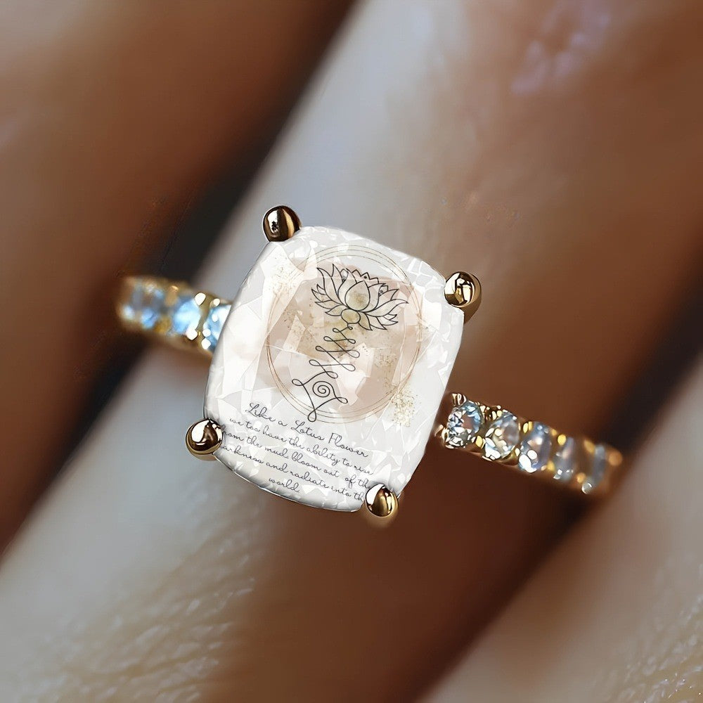 Lotus Square Statement Ring