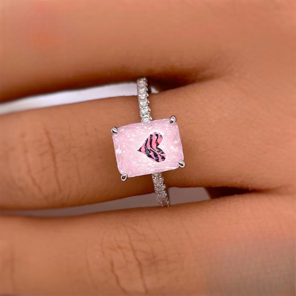 Pink Zebra Heart Ring