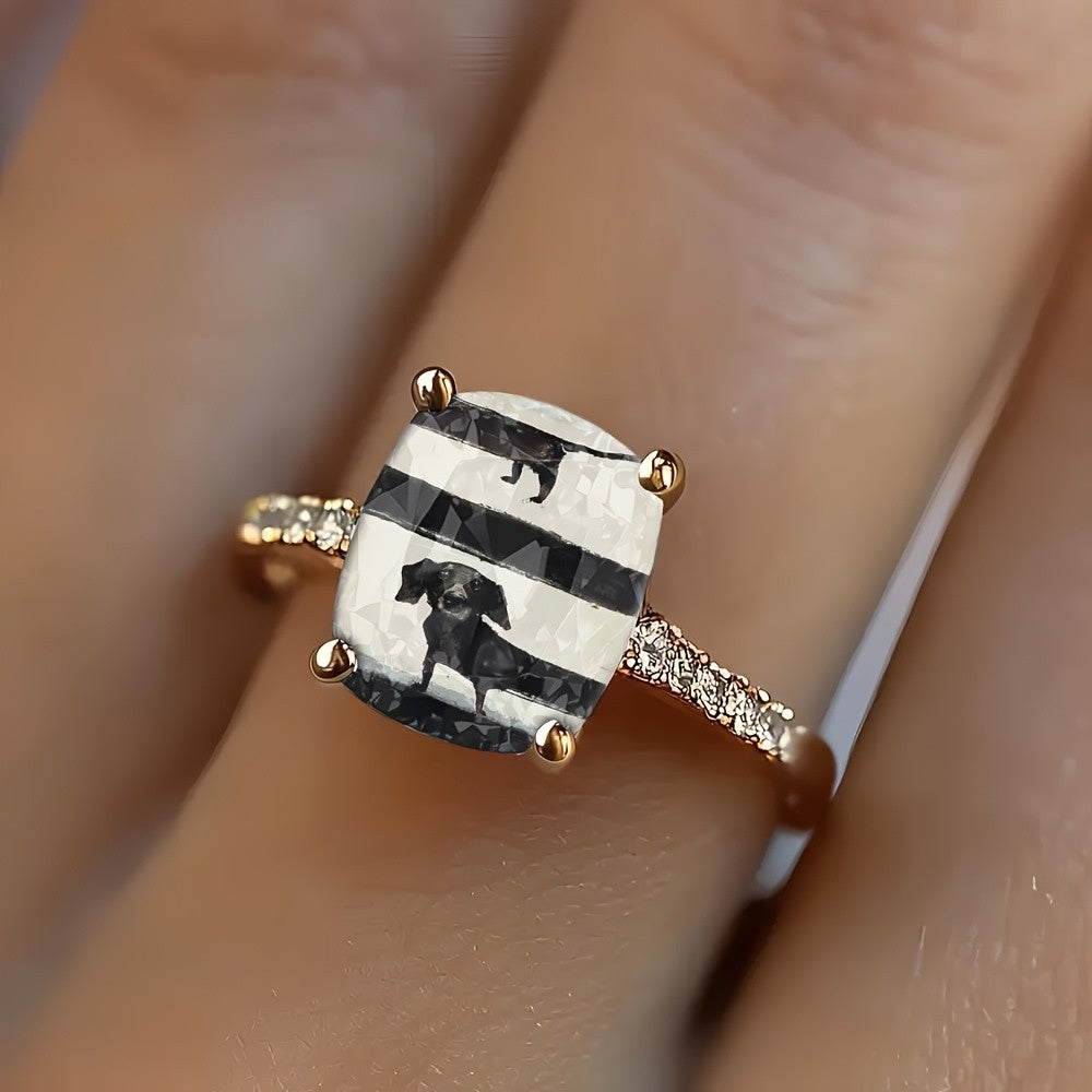 Dachshund Striped Square Ring