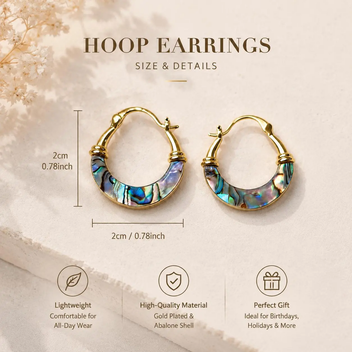 Abalone Shell Huggie Earrings