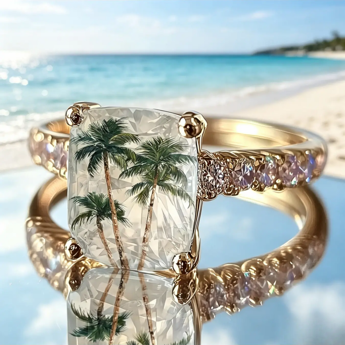 Coconut Tree Square Ring
