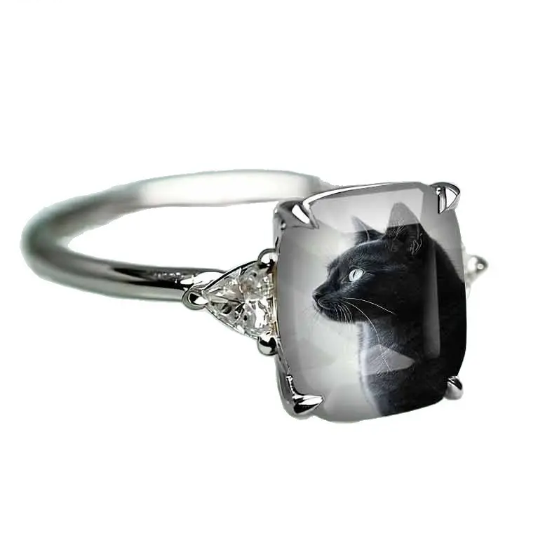 Pondering Black Cat Statement Ring
