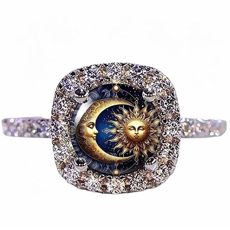 Celestial Sun Moon Pave Ring
