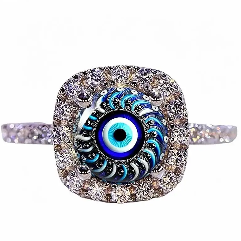 Evil Eye Swirl Pave Ring