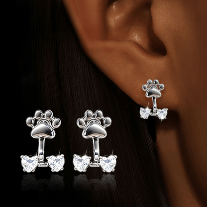 Crystal Paw Print Jacket Earrings