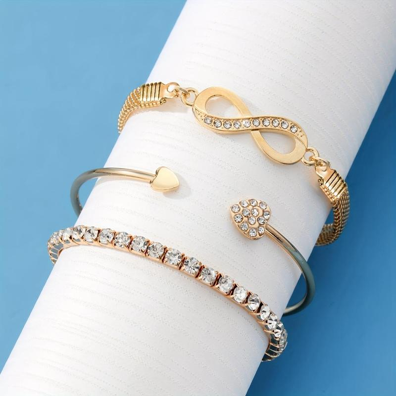 3pc 18k Rhinestone Bracelet Set