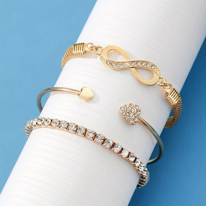 3pc 18k Rhinestone Bracelet Set