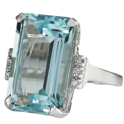 Sea Blue Transparent Rectangle Ring