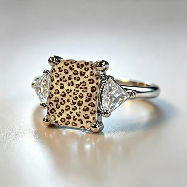 Leopard Triangular Stone Ring
