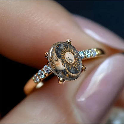 Celestial Curved Face Oval Ring