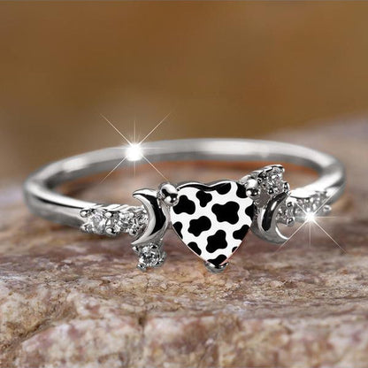 Cow Print Crescent Moon Ring