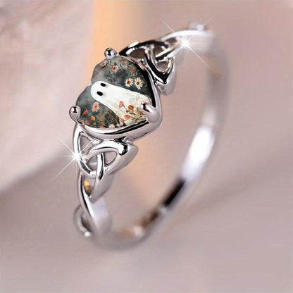 Serene Garden Ghost Heart Ring