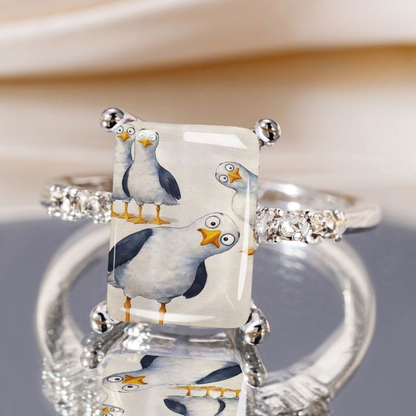 Funny Seagull Square Ring