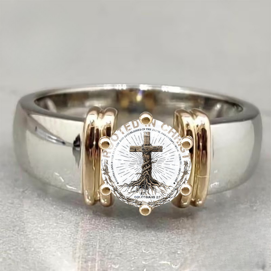 Cross Tree Root Grooved Ring