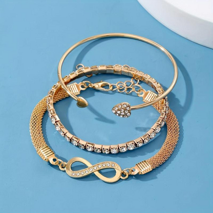 3pc 18k Rhinestone Bracelet Set