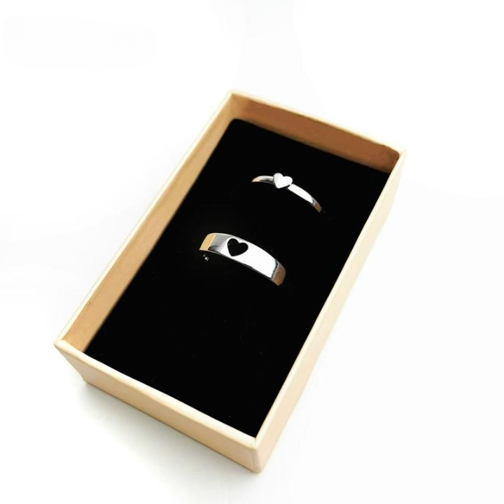 Adjustable Heart Couples Ring Set