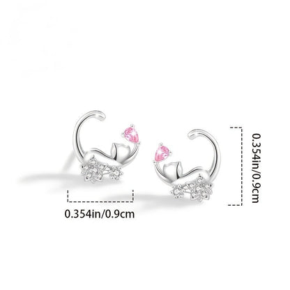 Crystal Floral Cat Stud Earrings