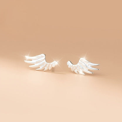 Silver Angel Wing Stud Earrings