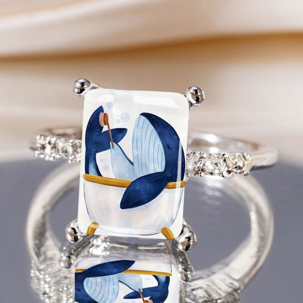 Bathtub Whale Square Ring