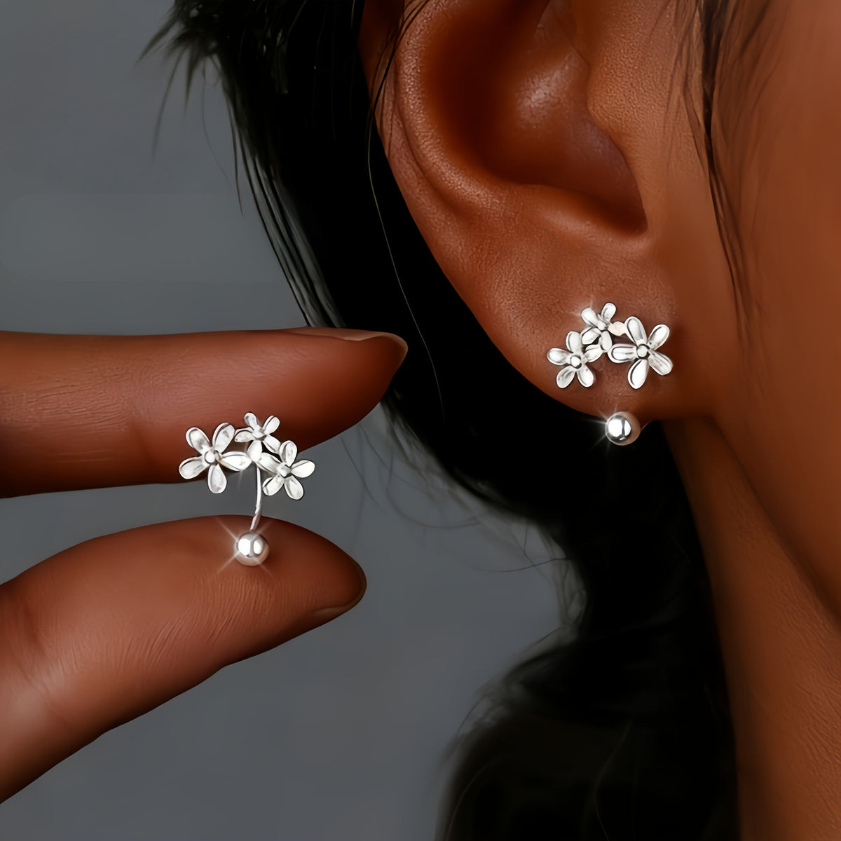 Floral Ear Jacket Earrings