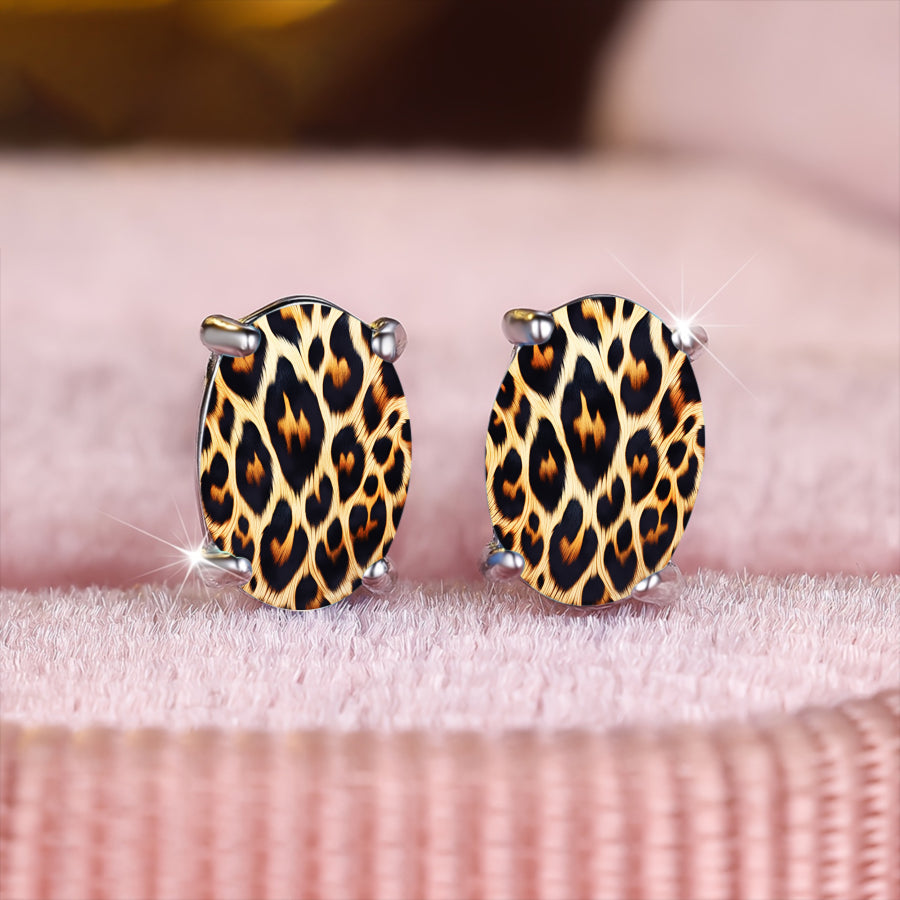 Leopard Print Stud Earrings