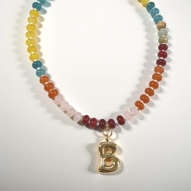 Colorful Beaded Initial Necklace