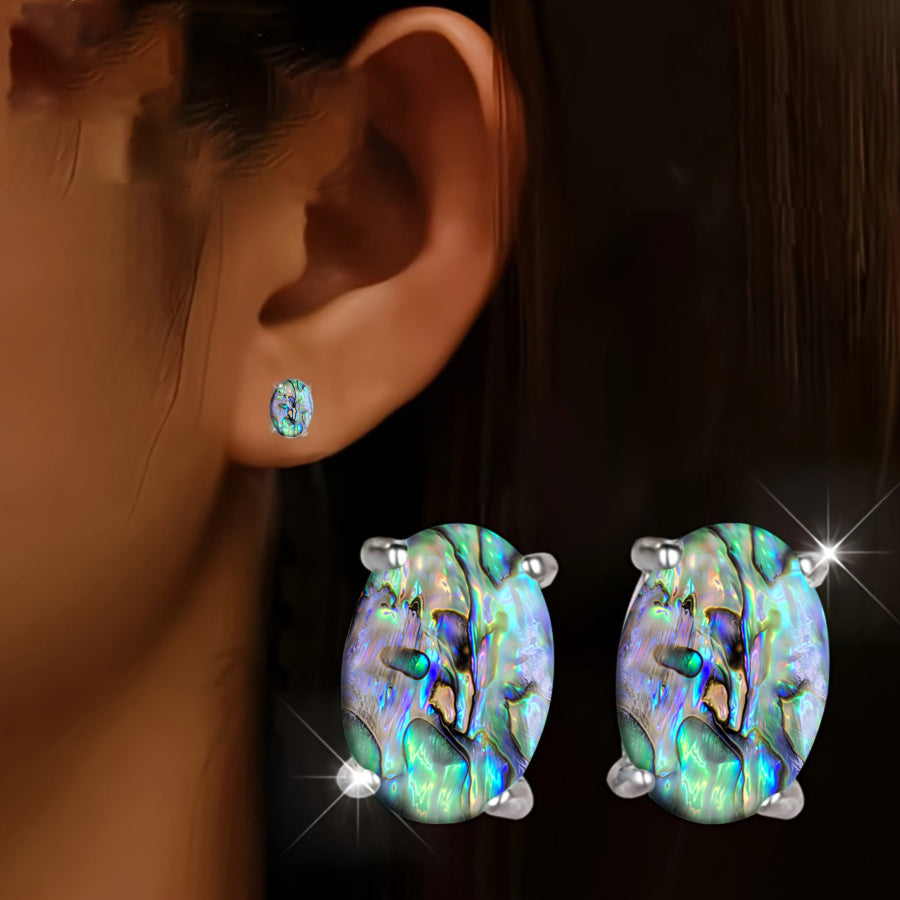 Abalone Shell Oval Earrings