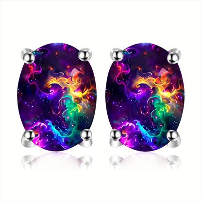 Galaxy Nebula Oval Earrings