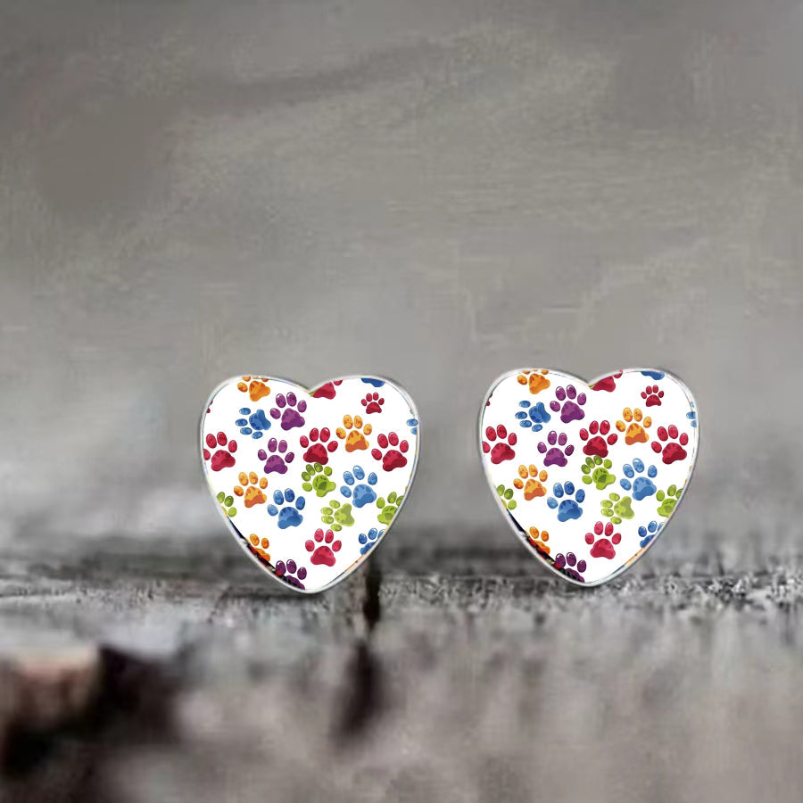 Paw Print Heart Earrings