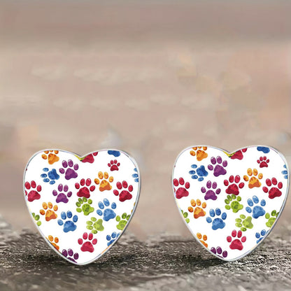 Paw Print Heart Earrings