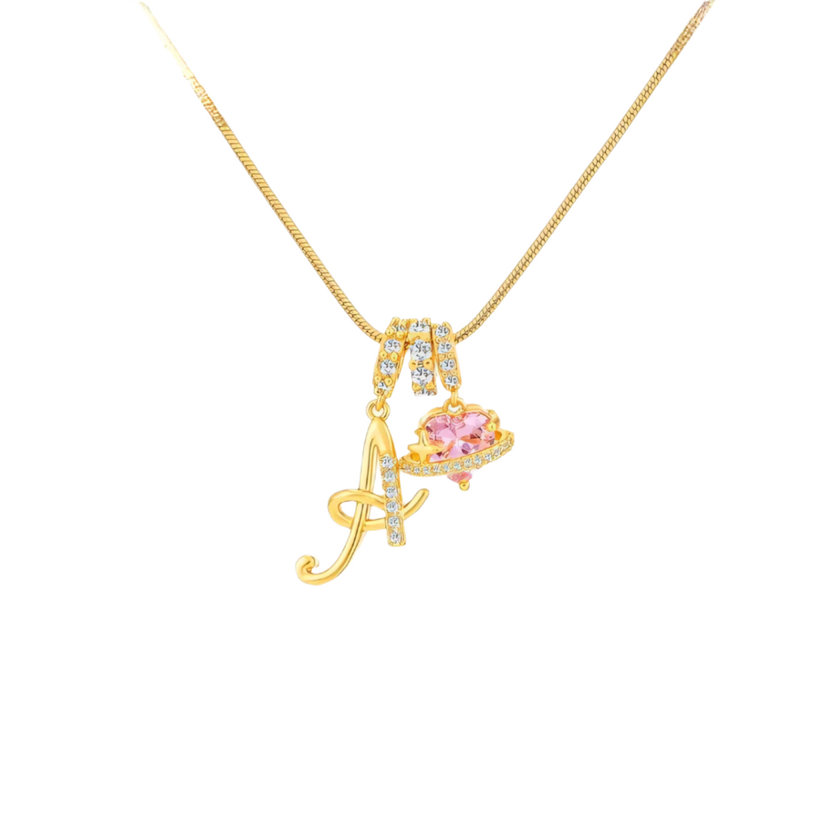Initial Heart Charm Necklace