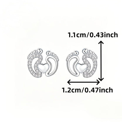 Heart Paw Print Stud Earrings