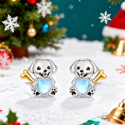 Moonstone Puppy Stud Earrings