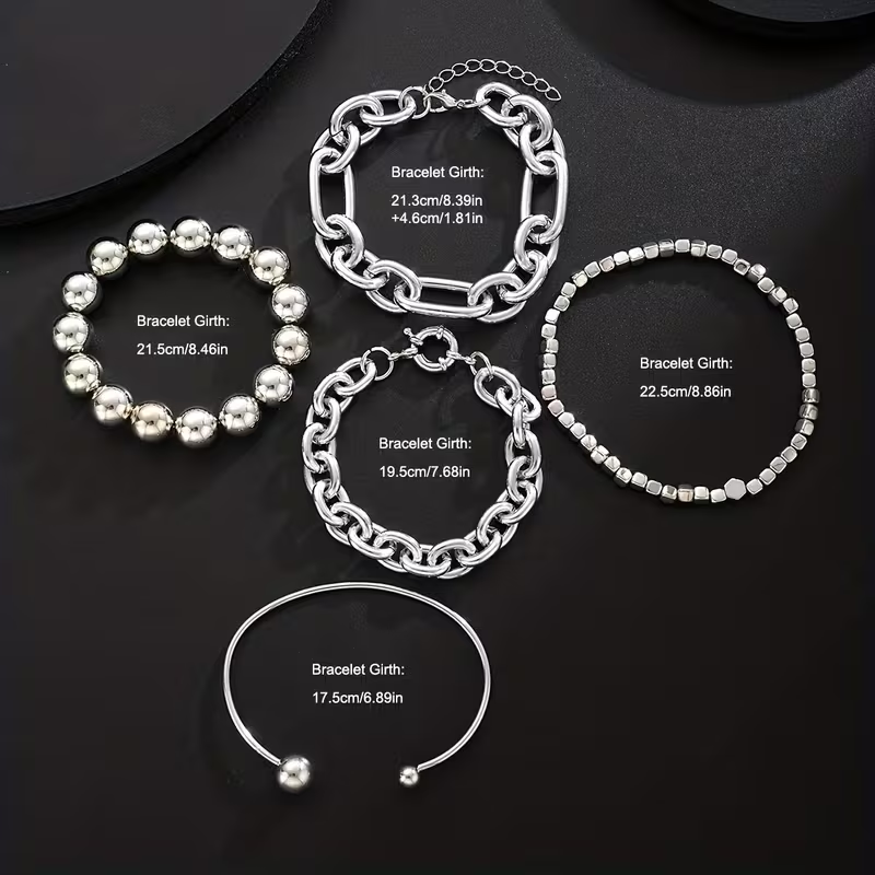 5pc Chunky Stack Bracelet Set