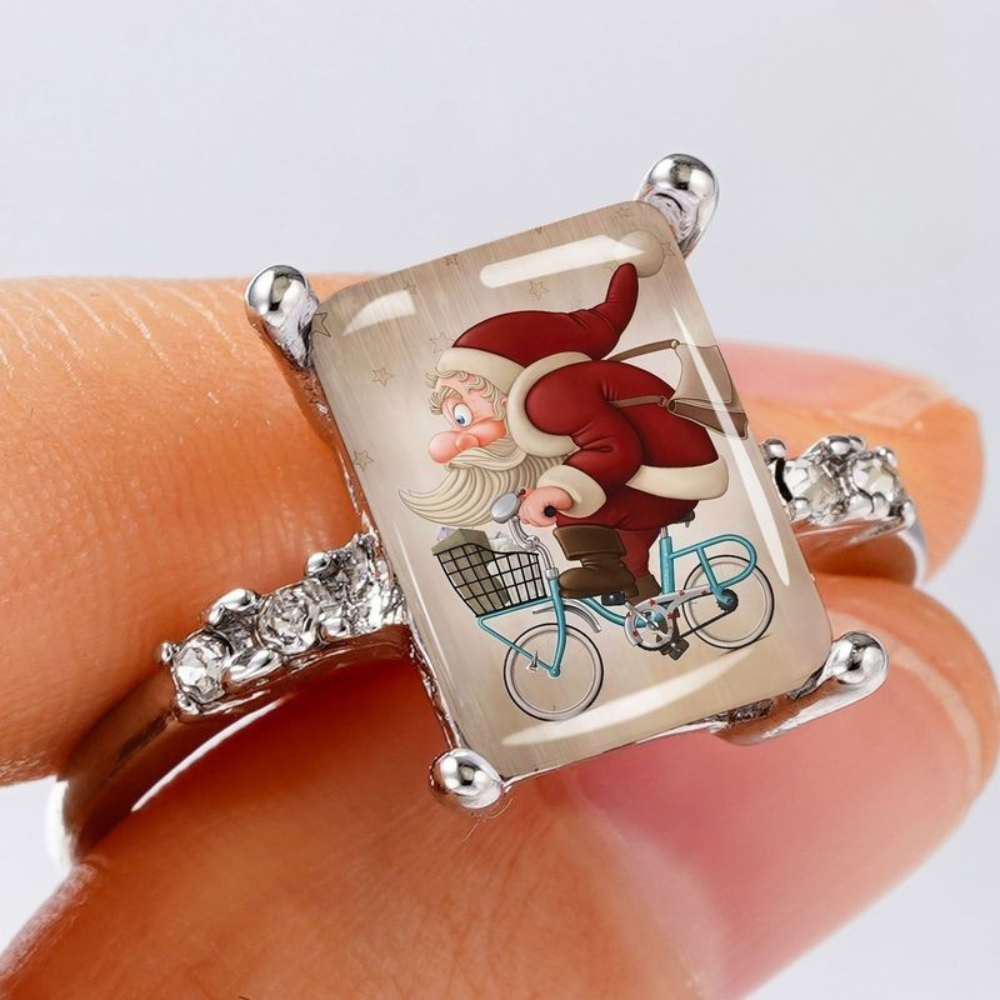 Santa Biking Square Ring